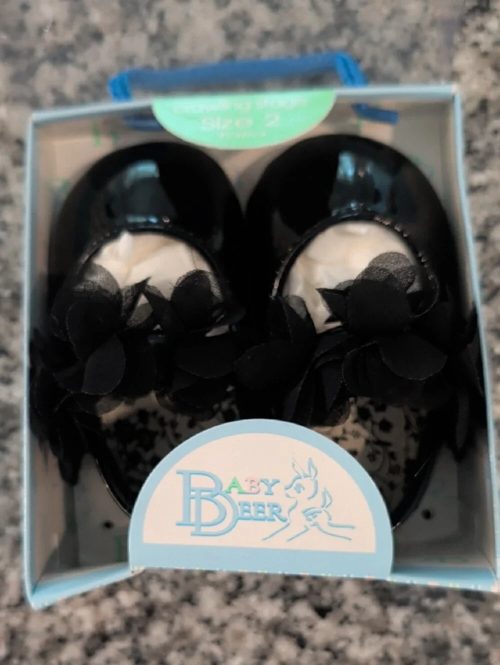 Baby Deer Black Floral Tulle Baby Shoes